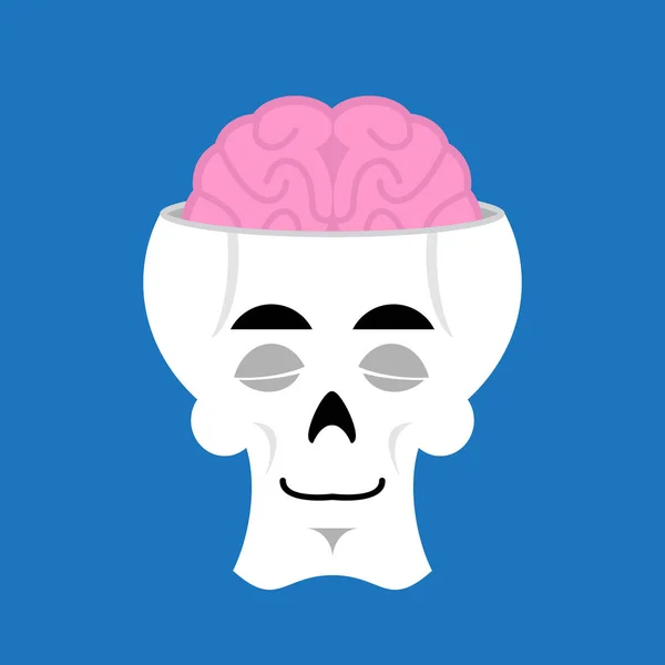 Schädel und Gehirn schlafen Emojis. Skelettkopf schlafende Emotion isola — Stockvektor