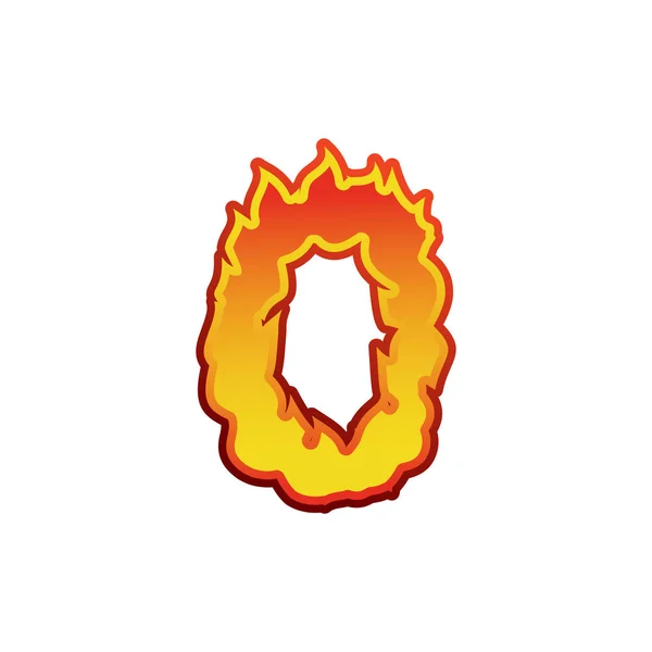 Fuego número 0. Flames Font zero. Carácter del alfabeto del tatuaje. Más... — Vector de stock