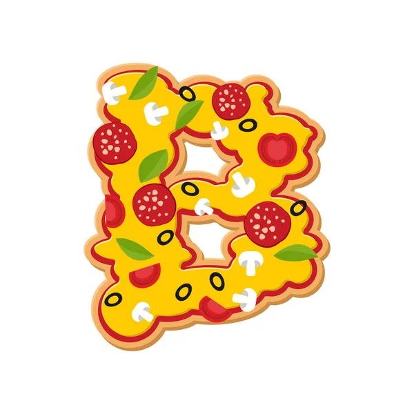Letter B pizza lettertype. Italiaanse maaltijd alfabet. Lettring fastfood — Stockvector