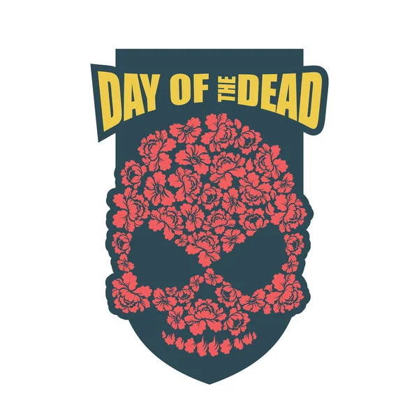 День Мертвых. Цветочный череп. Мексиканские традиционные религи — стоковый вектор