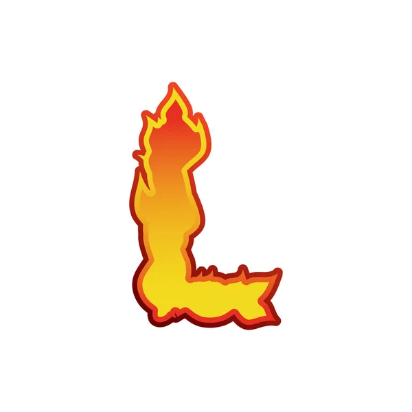 L betű tűz. Lángok betűtípust betűk. Tetoválás ábécé karakter. — Stock Vector