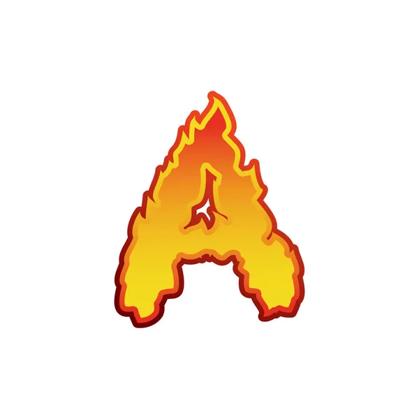 Letter A fire. Flames font lettering. Tattoo alphabet character. — Stock Vector