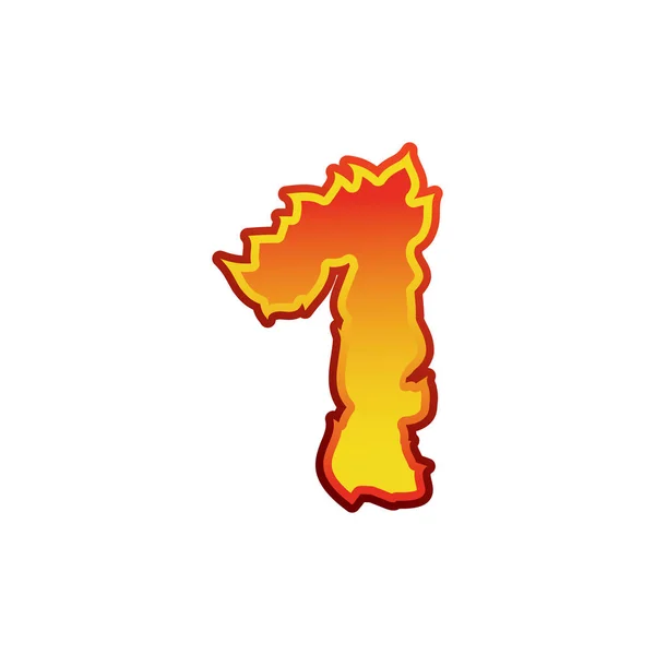 Fogo número 1. Flames Font 1. Personagem de alfabeto de tatuagem. ardente —  Vetores de Stock