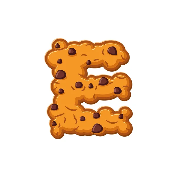 Τα cookies γράμμα E. Το cookie γραμματοσειρά. Σύμβολο αλφάβητο μπισκότο πλιγούρι βρώμης. — Διανυσματικό Αρχείο