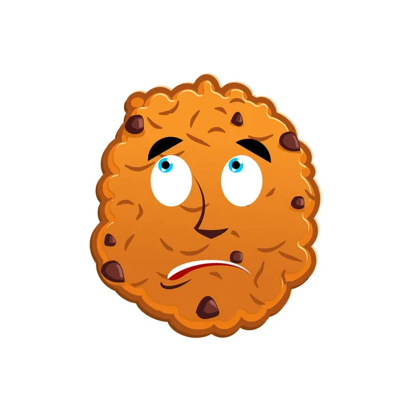 Cookies förvånad Emoji. kex emotion förvånad. Mat Isolat — Stock vektor