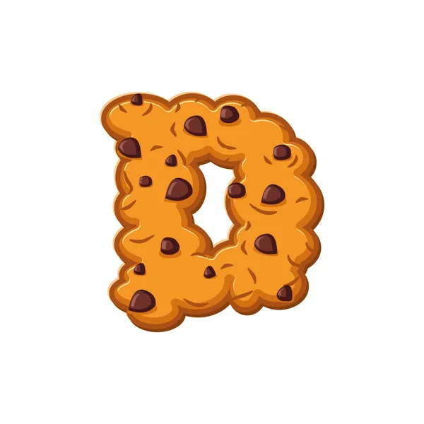 D brief cookies. Cookie lettertype. Havermout biscuit alfabet symbool. — Stockvector