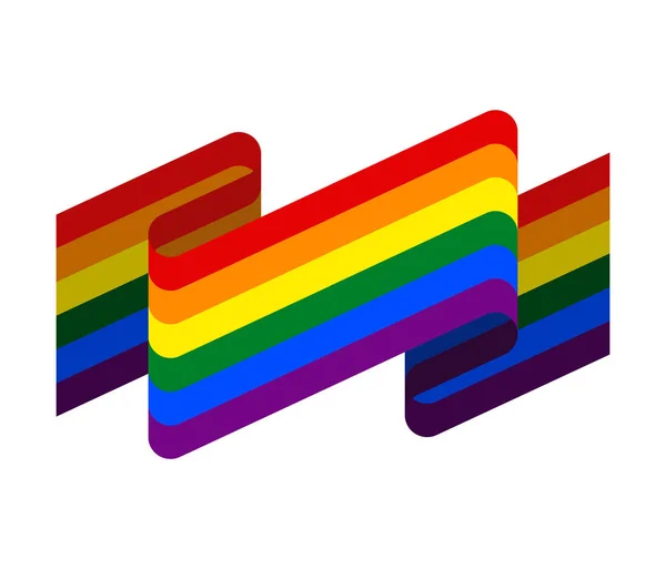 Ruban drapeau LGBT isolé. Bannière ruban arc-en-ciel. Signe de fierté fl — Image vectorielle