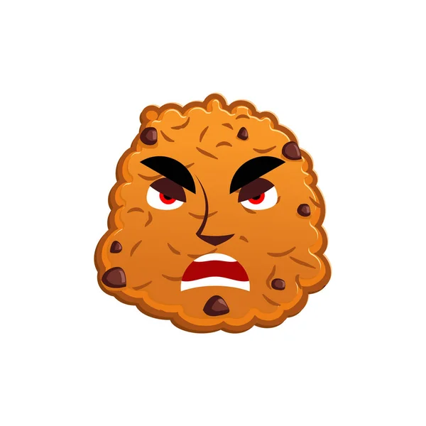 Biscoitos irritados Emoji. emoção biscoito agressivo. Alimentos Isolados —  Vetores de Stock