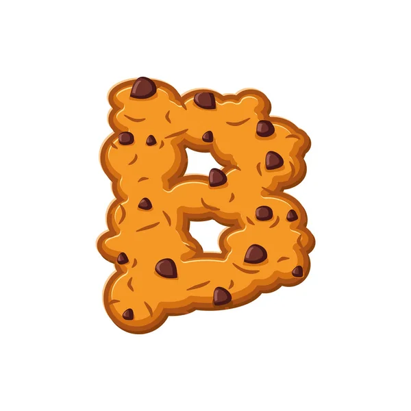 Biscoitos de letra B. Fonte de Cookie. Biscoito de aveia símbolo alfabeto . — Vetor de Stock