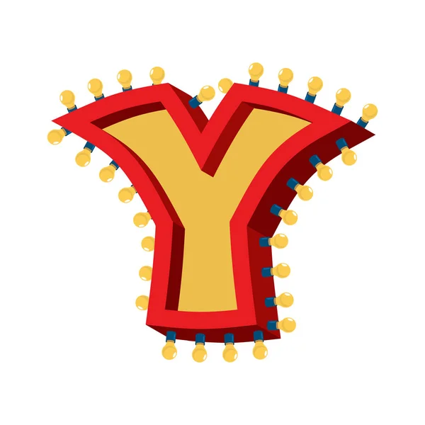 Γράμμα Y λαμπτήρα πυρακτωμένο γραμματοσειρά. Vintage λάμπα αλφάβητο. Ρετρό A — Διανυσματικό Αρχείο