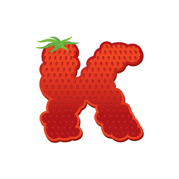 Bokstaven K Strawberry teckensnitt. Red Berry bokstäver alfabet. Frukt A — Stock vektor