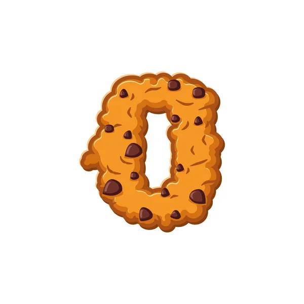 Número 0 fuente cookies. Alfabeto de galleta de avena símbolo cero. Foo. — Vector de stock