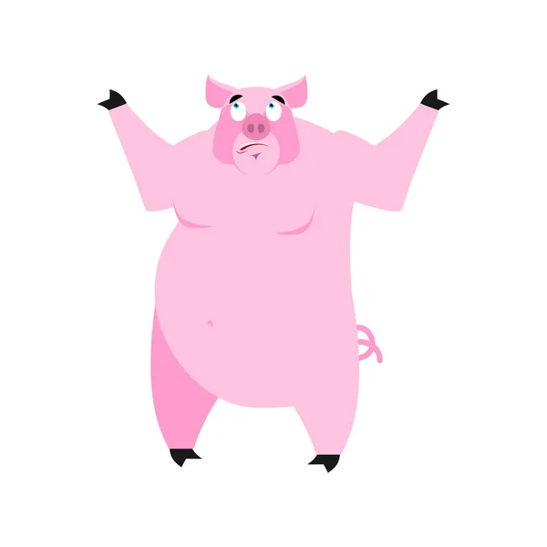 Varken verrast Emoji. Piggy verbaasd emotie op witte pagina — Stockvector