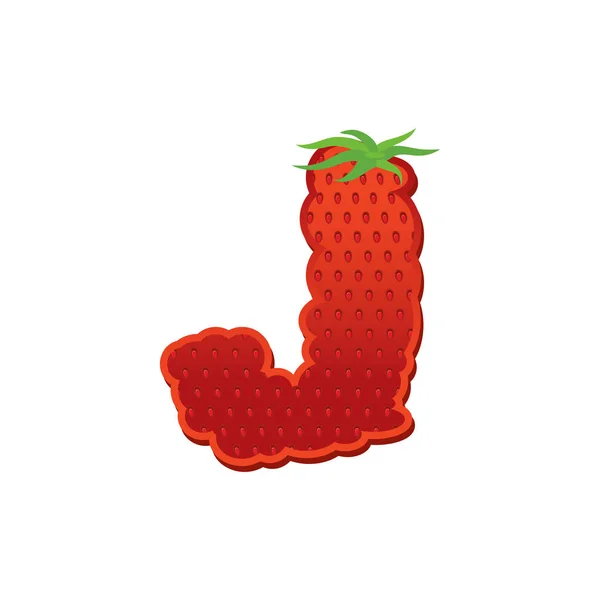 字母 J 草莓字体。红色浆果刻字字母表。水果 A — 图库矢量图片