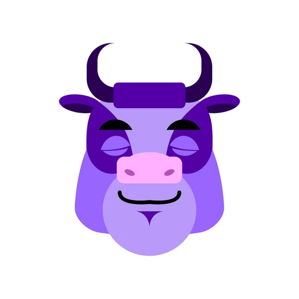 Mor inek uyku Emoji. Bull Head uykuda duygu — Stok Vektör