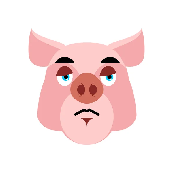 돼지 슬픈 이모티콘입니다. 흰색 바탕에 돼지 슬픈 감정입니다. 농장 — 스톡 벡터