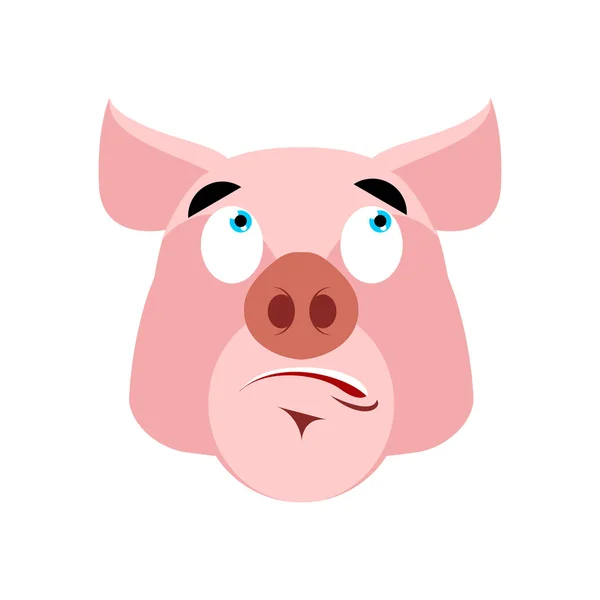 El cerdo sorprendió a Emoji. cerdito asombrado emoción en blanco backgroun — Archivo Imágenes Vectoriales