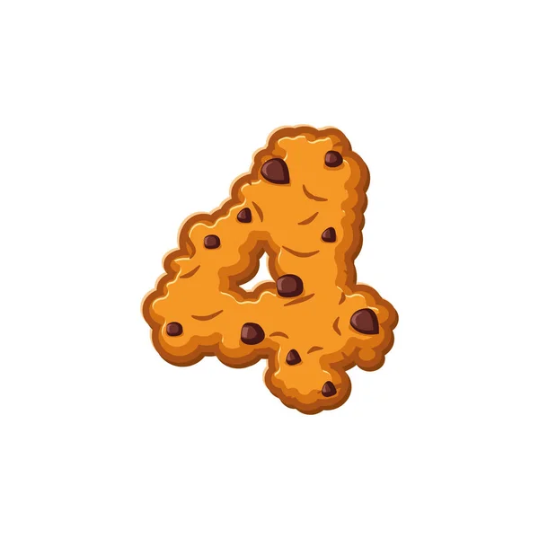 Fonte Number 4 cookies. Alphabet biscuit à l'avoine symbole quatre. Foo ! — Image vectorielle