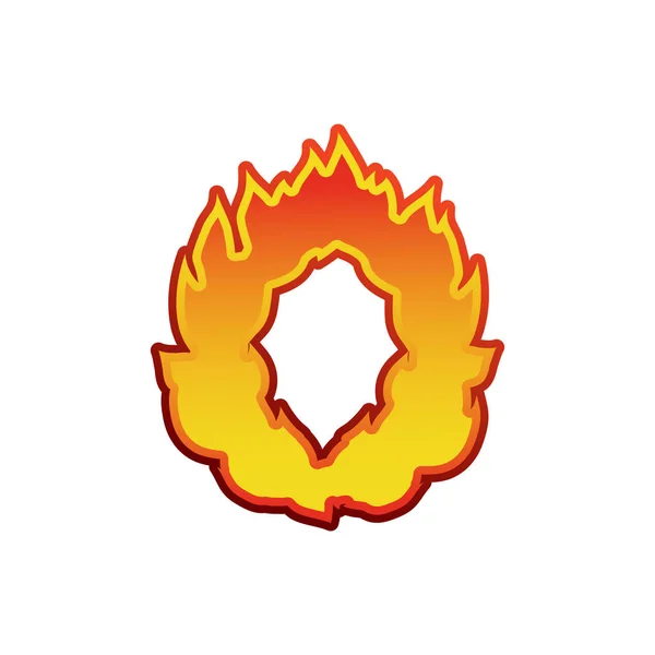 Γράμμα O φωτιά. Φλόγες γραμματοσειρά γράμματα. Τατουάζ αλφάβητο χαρακτήρα. — Διανυσματικό Αρχείο