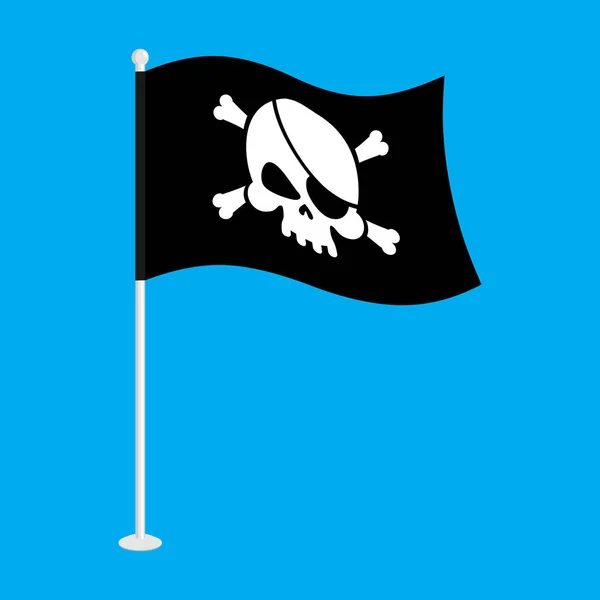 Crâne de drapeau pirate. Filibuster Black Banner. Tête squelette pirate — Image vectorielle