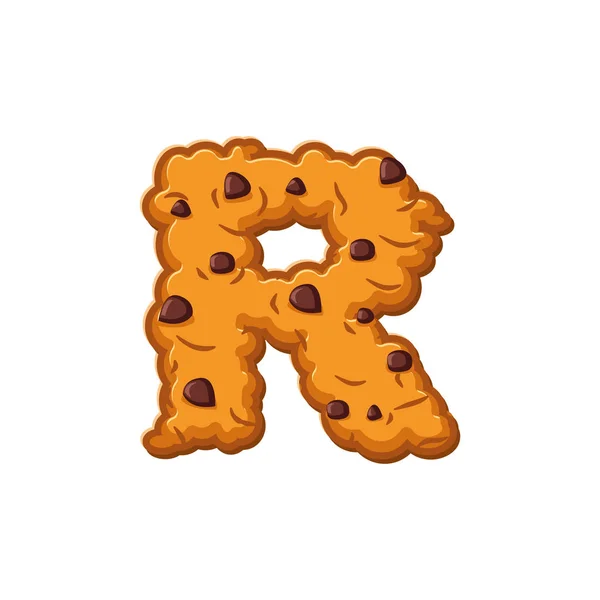 R brief cookies. Cookie lettertype. Havermout biscuit alfabet symbool. — Stockvector