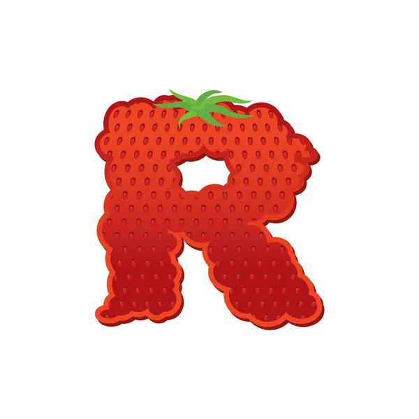 Bokstaven R Strawberry teckensnitt. Red Berry bokstäver alfabet. Frukt A — Stock vektor