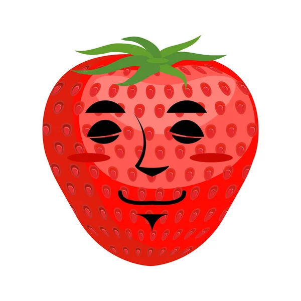 Fraise sommeil Emoji. Red Berry émotion du sommeil isolé — Image vectorielle