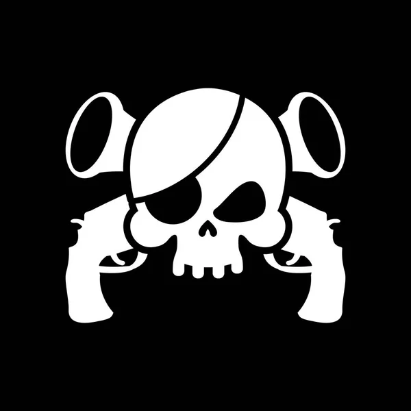 Cráneo de bandera pirata. Filibustero Bandera Negra. Cabeza esqueleto pirata — Vector de stock