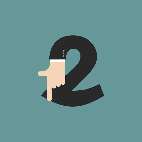 Number 2 letter businessman hand font. It shows finger print. Ar — Stock Vector