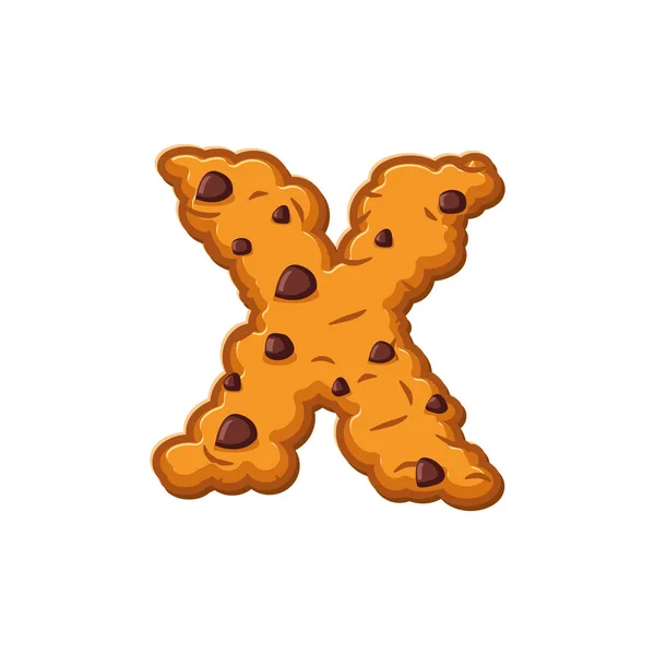X Brief-Cookies. Keksschrift. Symbol für Haferflocken-Kekse. — Stockvektor