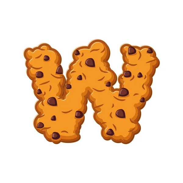 W brev cookies. Cookie teckensnitt. Havremjöl kex alfabetet symbol. — Stock vektor