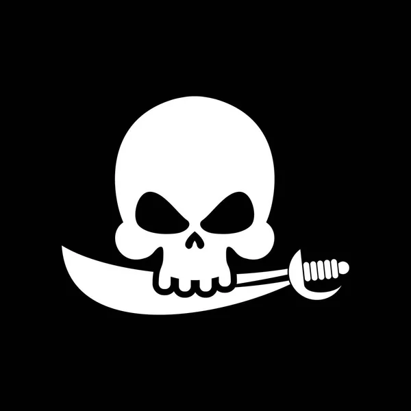 Totenkopf mit Piratenflagge. schwarze Banner Filibuster. Kopfskelettpirat — Stockvektor