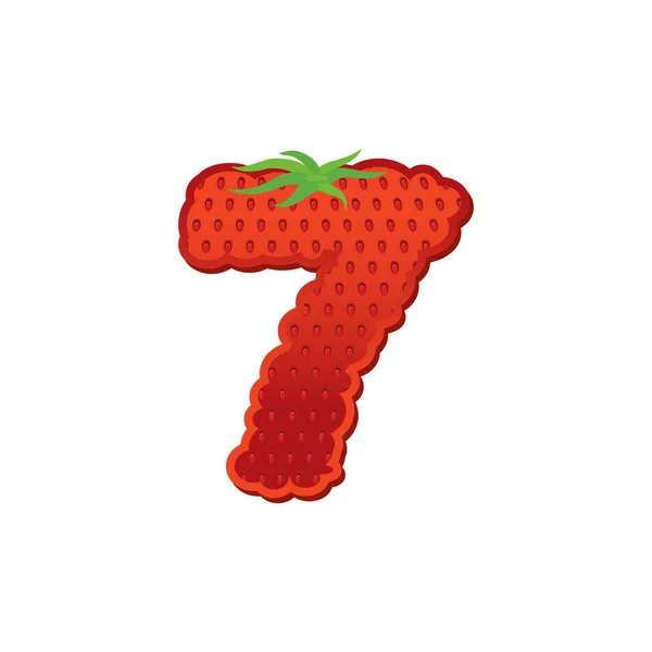 Número 7 fuente Strawberry. Red Berry letras siete alfabeto. Fr. — Archivo Imágenes Vectoriales