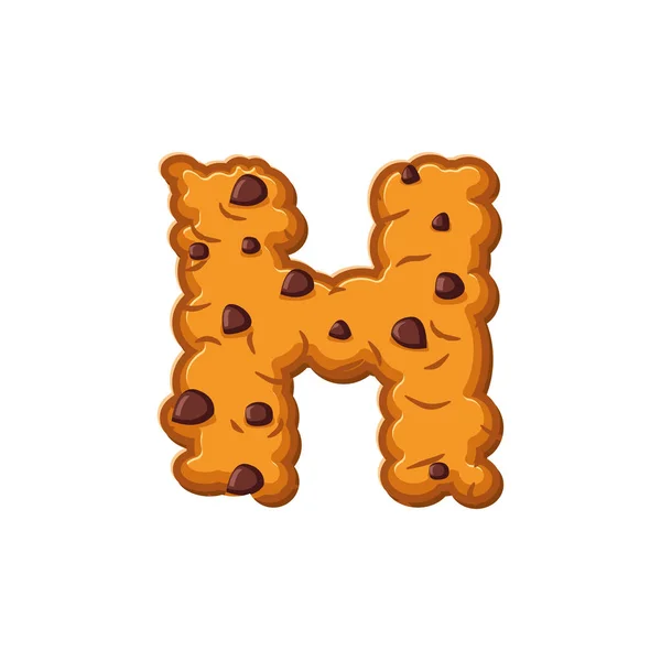 Bolachas de letra H. Fonte de Cookie. Biscoito de aveia símbolo alfabeto . — Vetor de Stock