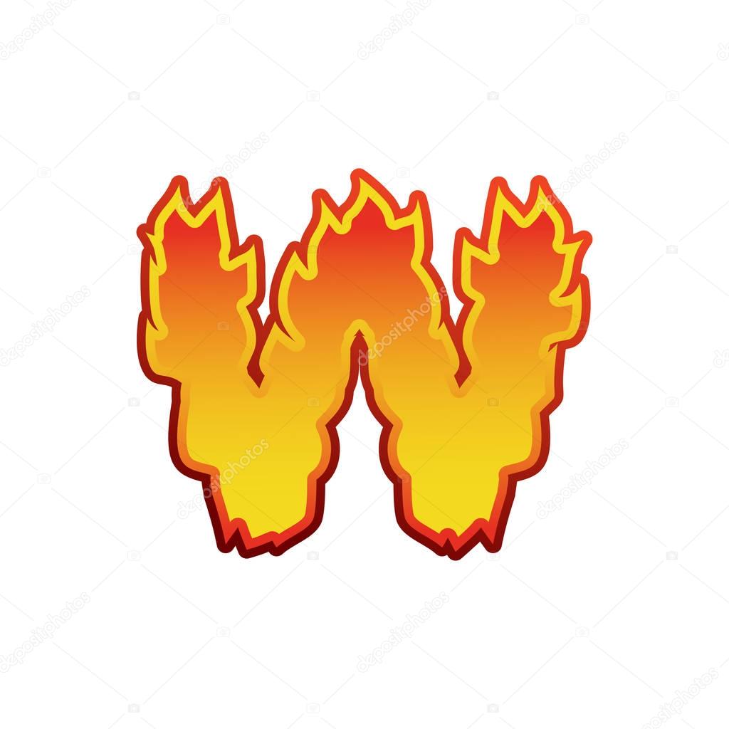 Letter A fire. Flames font lettering. Tattoo alphabet character.