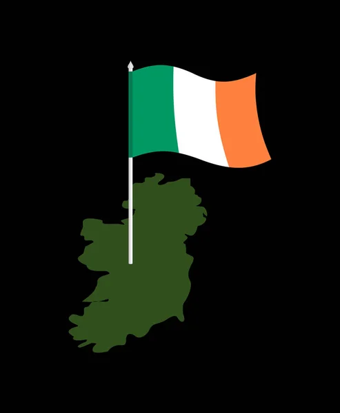 Irland karta och flagga. Irländska banner och mark territorium. Statliga pa — Stock vektor