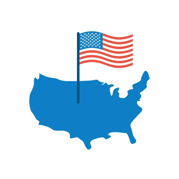 ΗΠΑ χάρτη και σημαία. Αμερική banner και η έκταση γης. Κρατικές πατριωτικά — Διανυσματικό Αρχείο