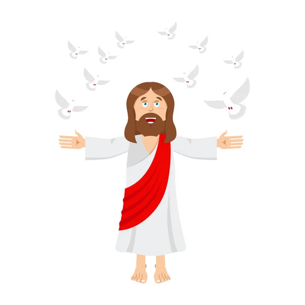 Isus Hristos şi porumbelul. om sfânt şi porumbel. Fiul lui Dumnezeu. biblia bi — Vector de stoc