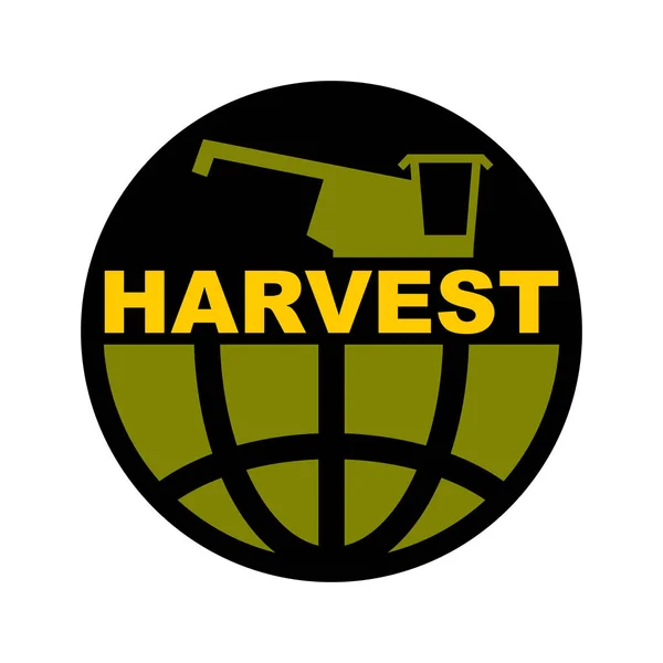 Logotipo da colheita. emblema da agricultura. combinar colheitadeira e terra. F —  Vetores de Stock