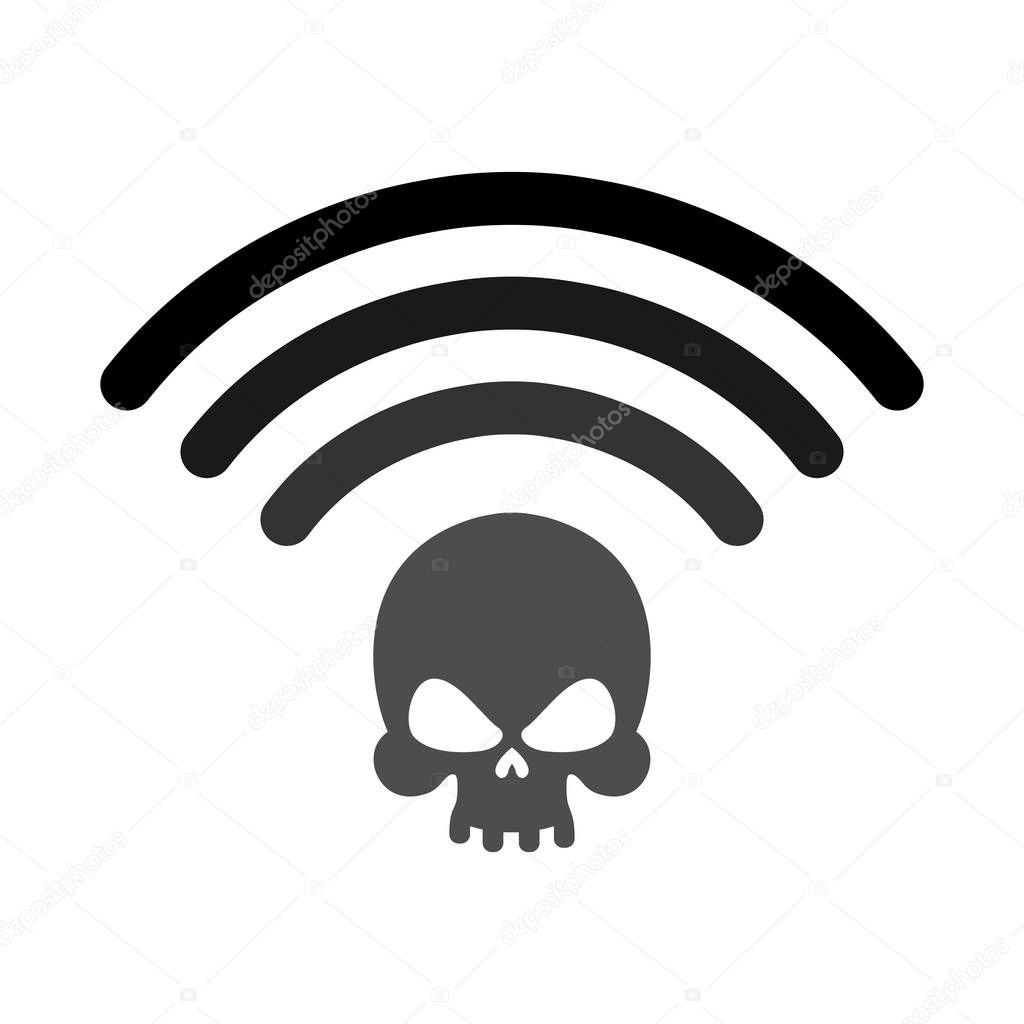 Wi-fi death. WiFi mortal. Wireless connection skull. Passing doo