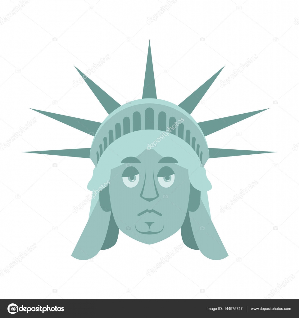 Statue of Liberty sad Emoji. US landmark statue face sorrowful e ...