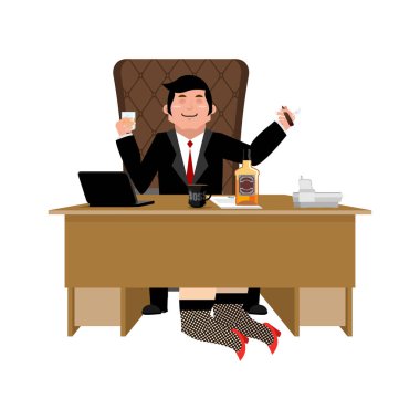 Viski ve sekreter patron Relax. Ta oturan işadamı
