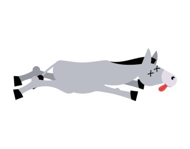 Dead donkey. Animal is dead. Corpse jackass isolated clipart
