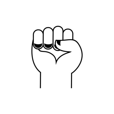 Doğrusal stil izole yumruk at. yumruk el beyaz arka plan üzerinde