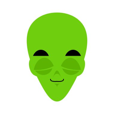 Ufo Emoji uyuyor. Yeşil uzaylı yüz uykuda duygu. Mars ava