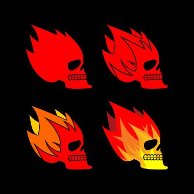 Kafatası yangın. Kafa iskelet alev. yanan kafatası dövme işareti
