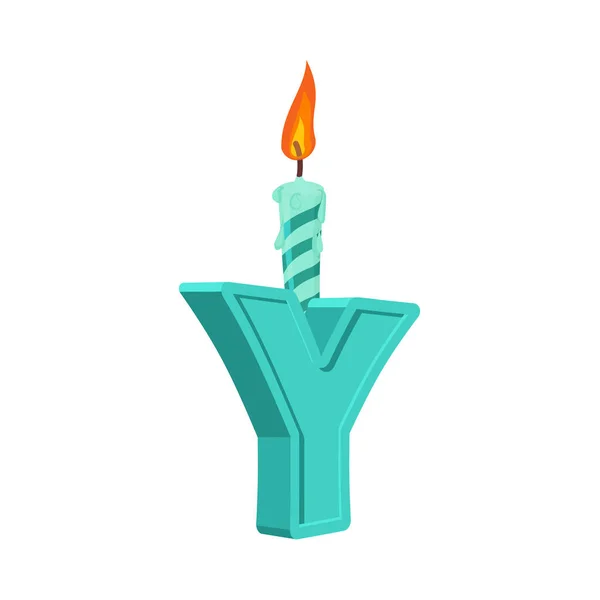 Carta y aniversário fonte. Carta e vela. alfabeto aniversário —  Vetores de Stock