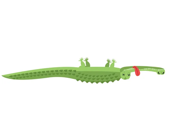 Crocodile mort. Un alligator africain est décédé. Corps de crocodile sauvage — Image vectorielle