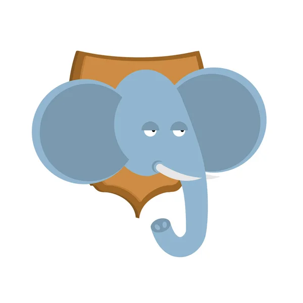Elefantenjägertrophäe. Kopf des afrikanischen Tieres an Bord Schild. — Stockvektor