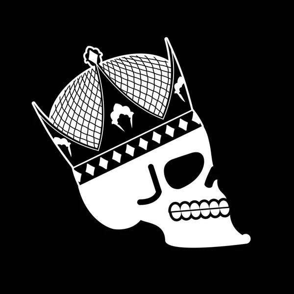 Cráneo en corona. cabeza del esqueleto del rey. Muerte del Emperador — Archivo Imágenes Vectoriales